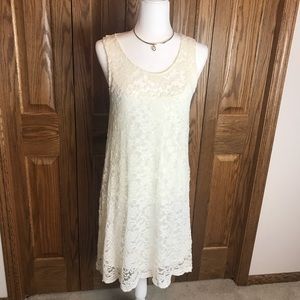 Massini Sleeveless Ivory Lace Slip Dress